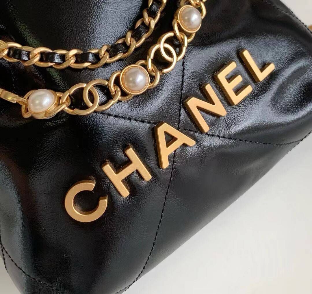 CHANEL 22 Mini Pearl Chain Handbag AS3980 Black CHANEL 22 Mini Pearl Chain Handbag AS3980 Black