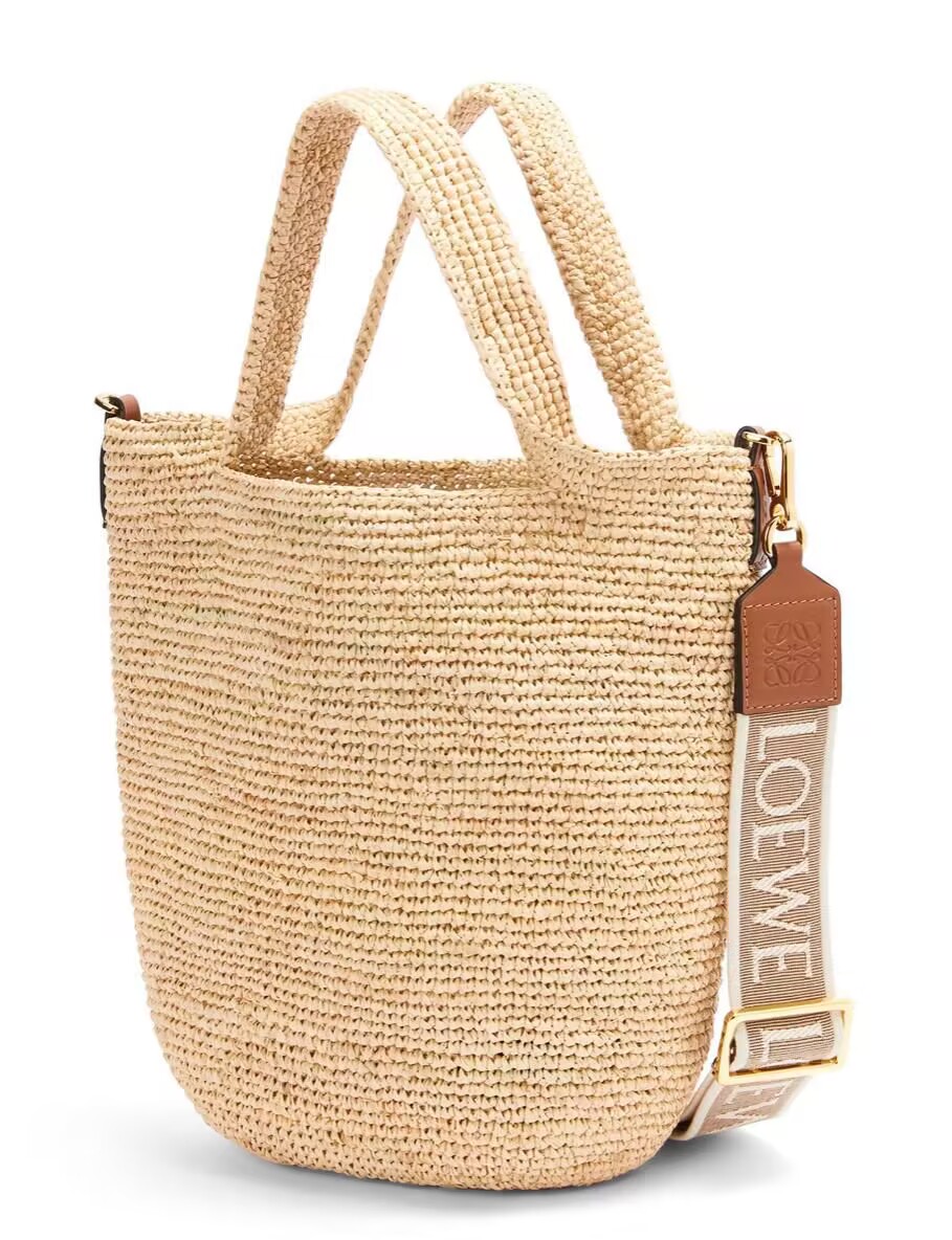 Loewe Woven Raffia Slit Mini Tote Bag 82020 Tan Loewe Woven Raffia Slit Mini Tote Bag 82020 Tan
