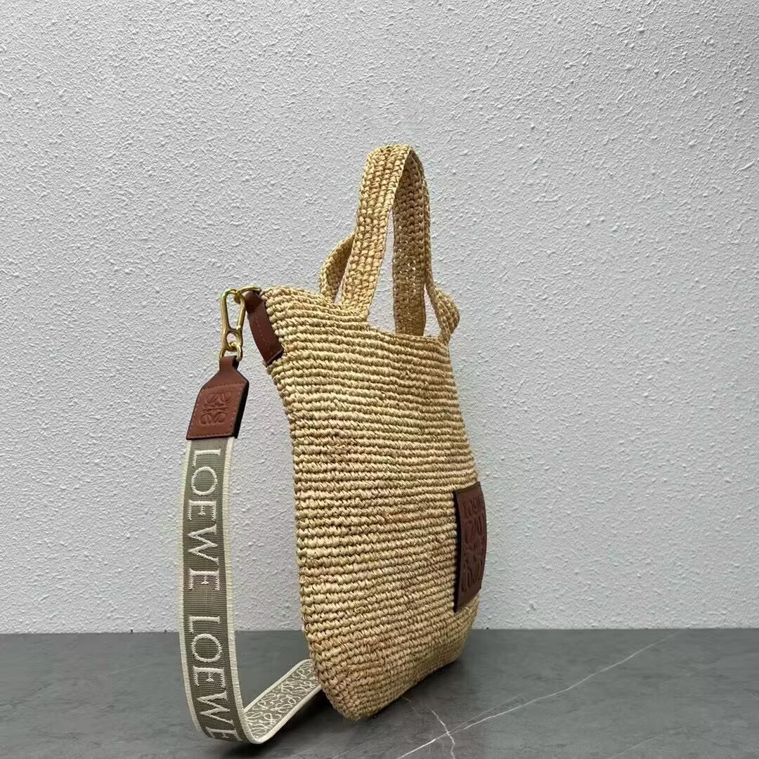 Loewe Woven Raffia Slit Mini Tote Bag 82020 Tan Loewe Woven Raffia Slit Mini Tote Bag 82020 Tan