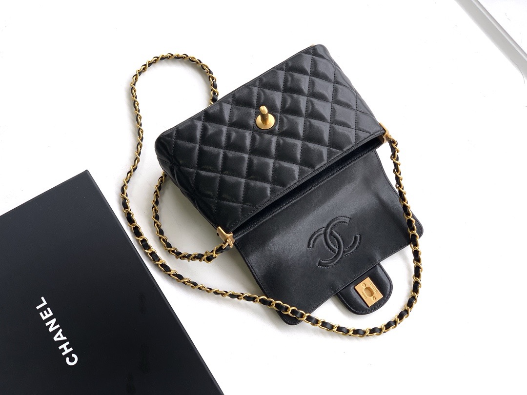 Chanel SMALL FLAP BAG WITH TOP HANDLE AS5355 BLACK