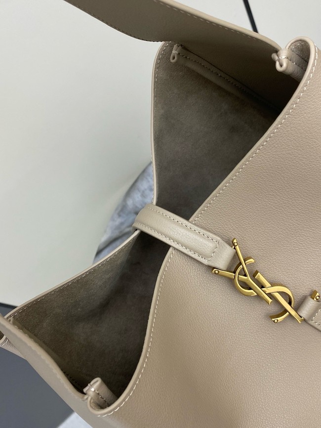 SAINT LAURENT LE 5 A 7 SUPPLE LARGE IN GRAINED LEATHER 753837 DUSTY GREY