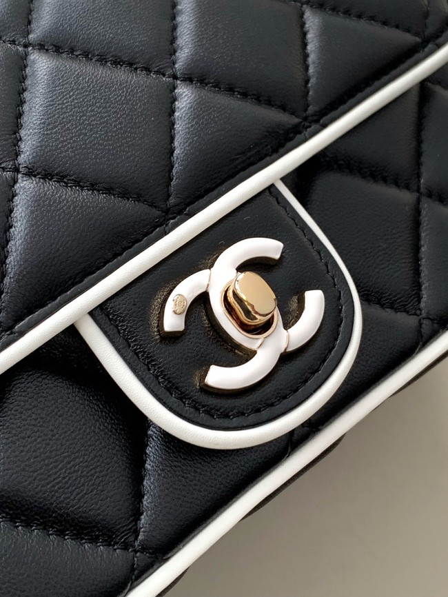 CHANEL MINI FLAP BAG Lambskin AS5151 Black & White