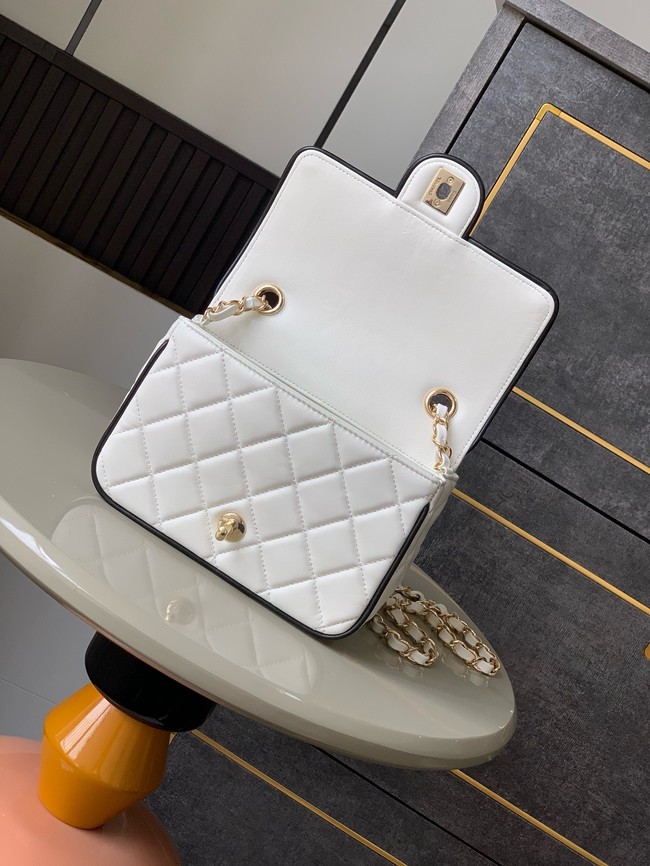 CHANEL MINI FLAP BAG Lambskin AS5151 White & Black