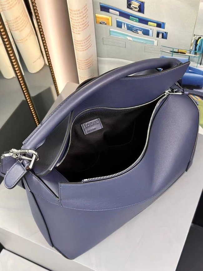 Loewe Large grainy cowhide leather Puzzle bag 242488 dark blue