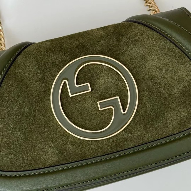 GUCCI BLONDIE SMALL SHOULDER BAG suede 815711 DARK GREEN
