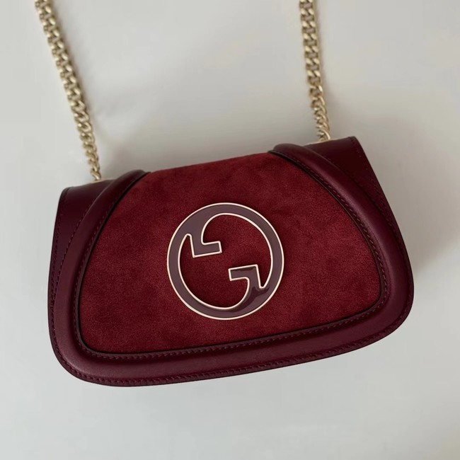 GUCCI BLONDIE SMALL SHOULDER BAG suede 815711 Rosso Ancora red