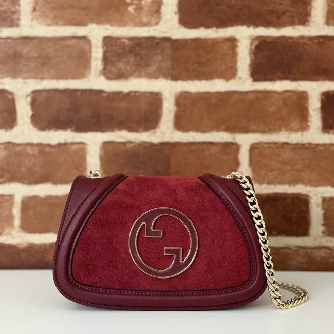 GUCCI BLONDIE SMALL SHOULDER BAG suede 815711 Rosso Ancora red