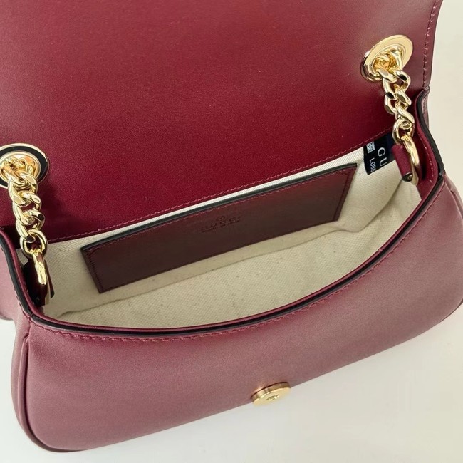 GUCCI BLONDIE SMALL SHOULDER BAG suede 815711 Rosso Ancora red