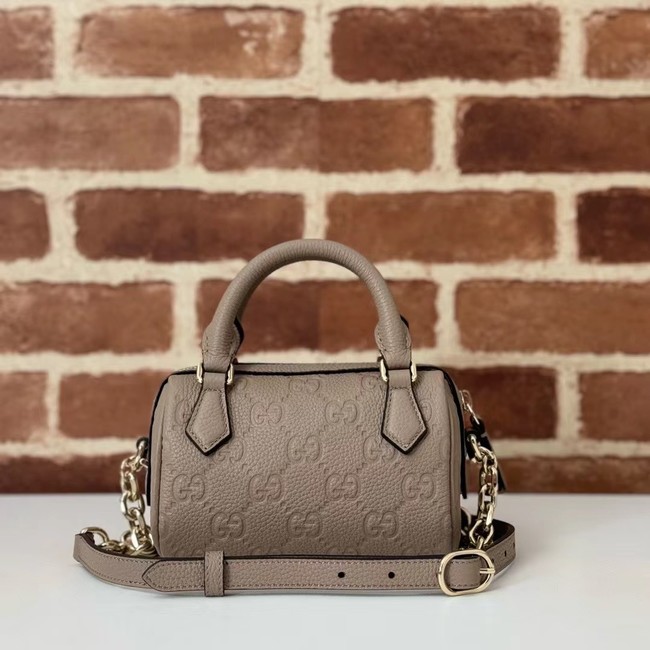 GUCCI GG EMBLEM SMALL BOSTON BAG 815256 Taupe