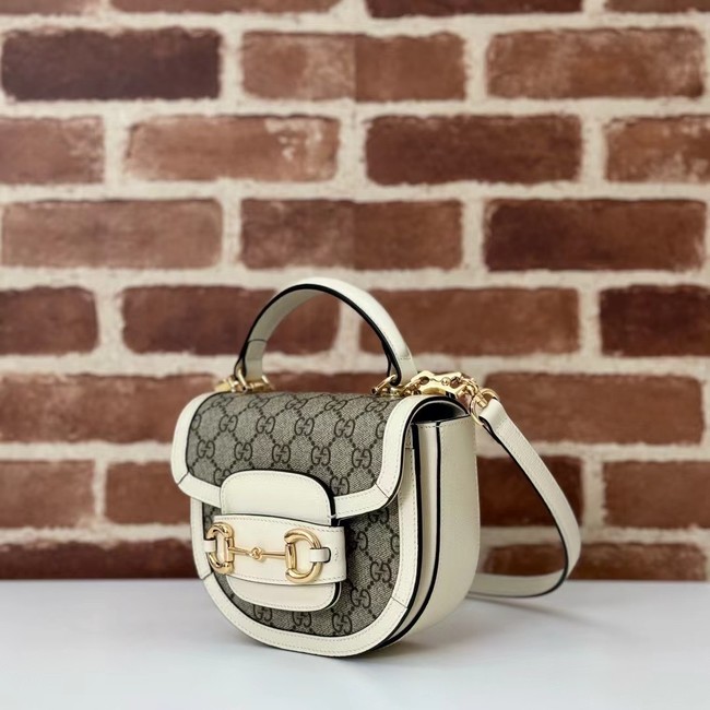 GUCCI HORSEBIT 1955 MINI TOP HANDLE BAG 781387 white&Supreme canvas