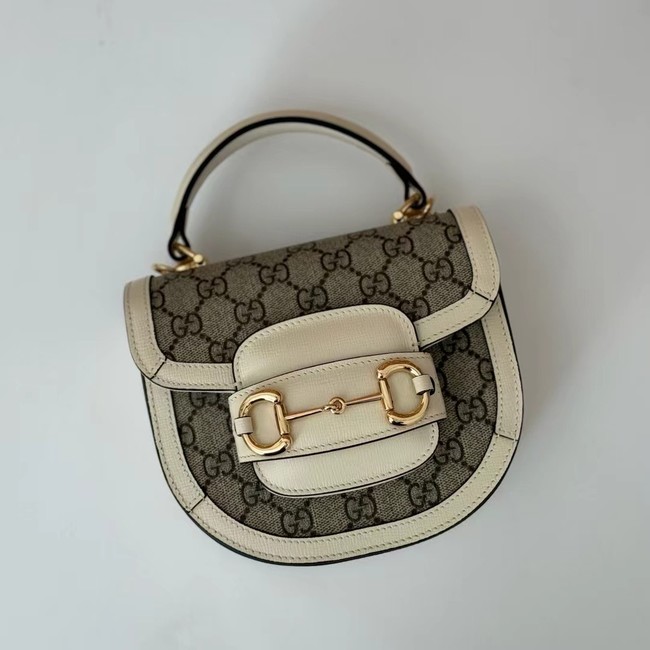 GUCCI HORSEBIT 1955 MINI TOP HANDLE BAG 781387 white&Supreme canvas