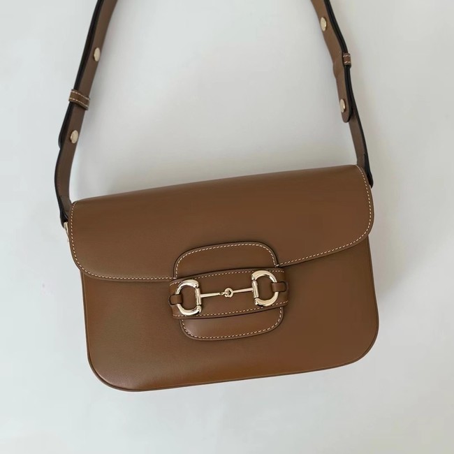 GUCCI HORSEBIT 1955 SOFT MEDIUM SHOULDER BAG 815178 Brown soft leather