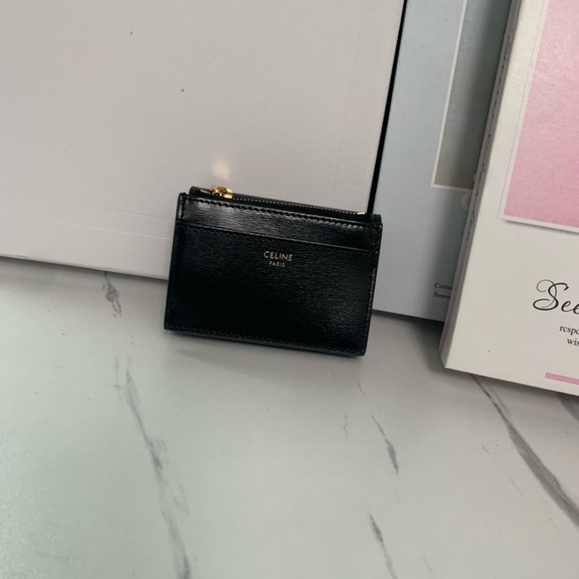 Celine SMALL FLAP WALLET TRIOMPHE IN SHINY CALFSKIN 10L653 black