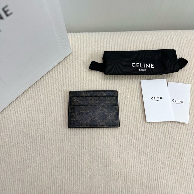 Celine CARD HOLDER TRIOMPHE IN TRIOMPHE CANVAS 10L833 brown