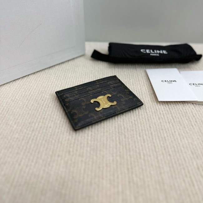 Celine CARD HOLDER TRIOMPHE IN TRIOMPHE CANVAS 10L833 brown