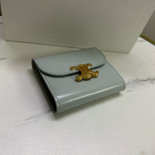 Celine SMALL FLAP WALLET TRIOMPHE IN SHINY CALFSKIN 10D783 MOON