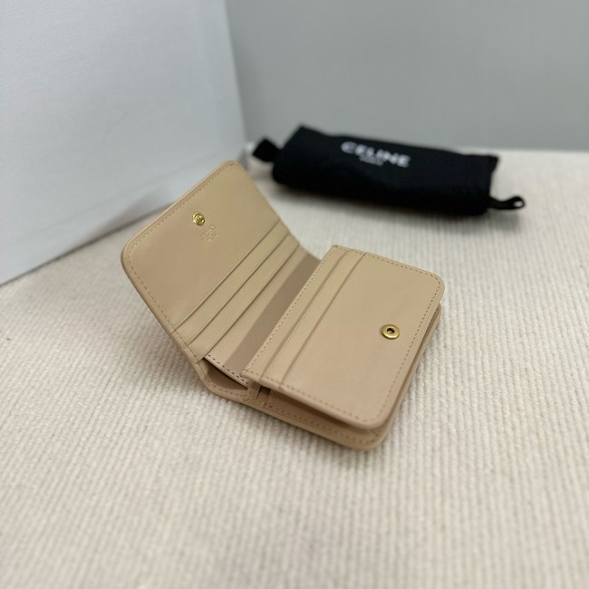 Celine TRIOMPHE COMPACT WALLET IN SHINY CALFSKIN 10K623 CAPPUCCINO