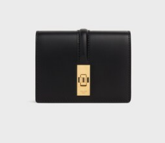 Celine CARD HOLDER WITH FLAP 16 IN SATINATED CALFSKIN 10M523 black