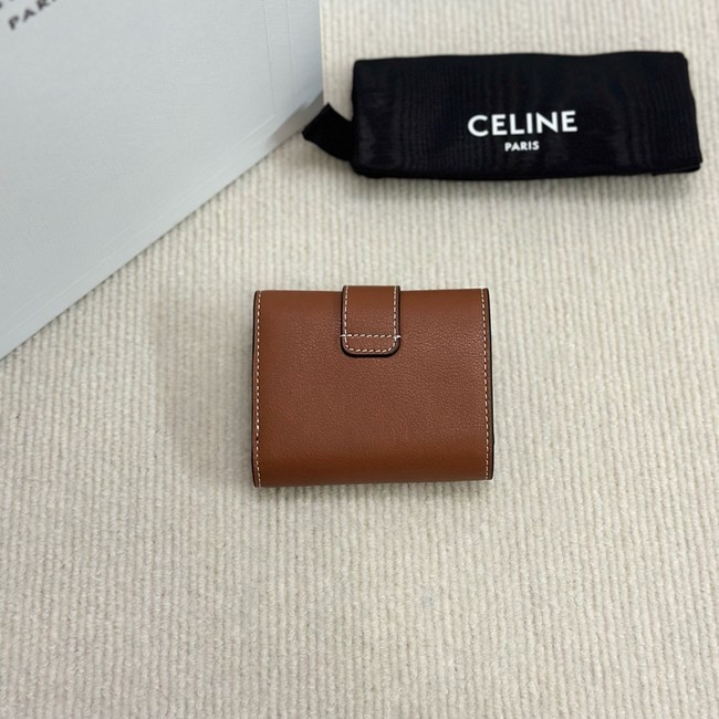 Celine FINE STRAP WALLET NINO IN SUPPLE GRAINED CALFSKIN 10M962 TAN