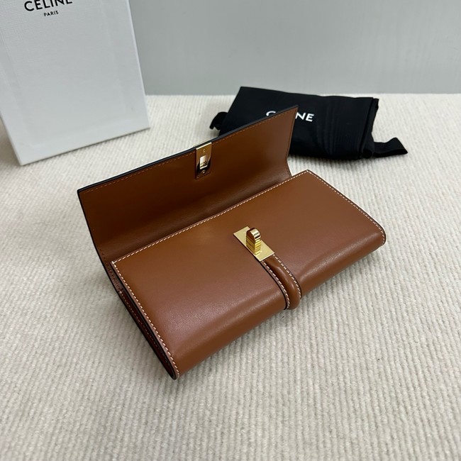 Celine LARGE WALLET TRIOMPHE IN SHINY CALFSKIN 10M033 TAN