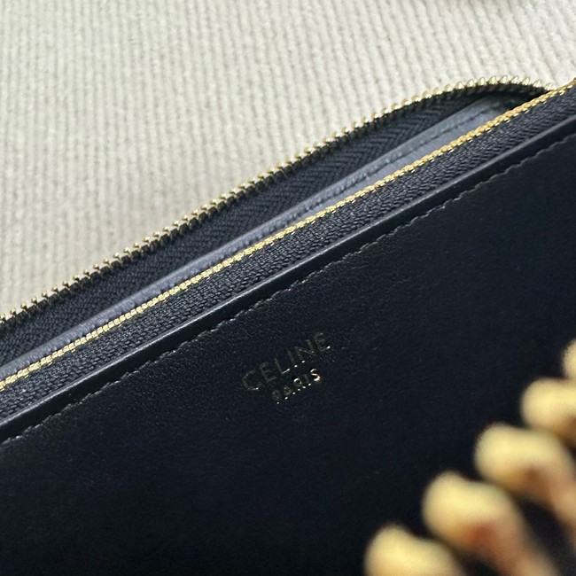 Celine LARGE ZIPPED WALLET IN TRIOMPHE CANVAS 10B552 BLACK 