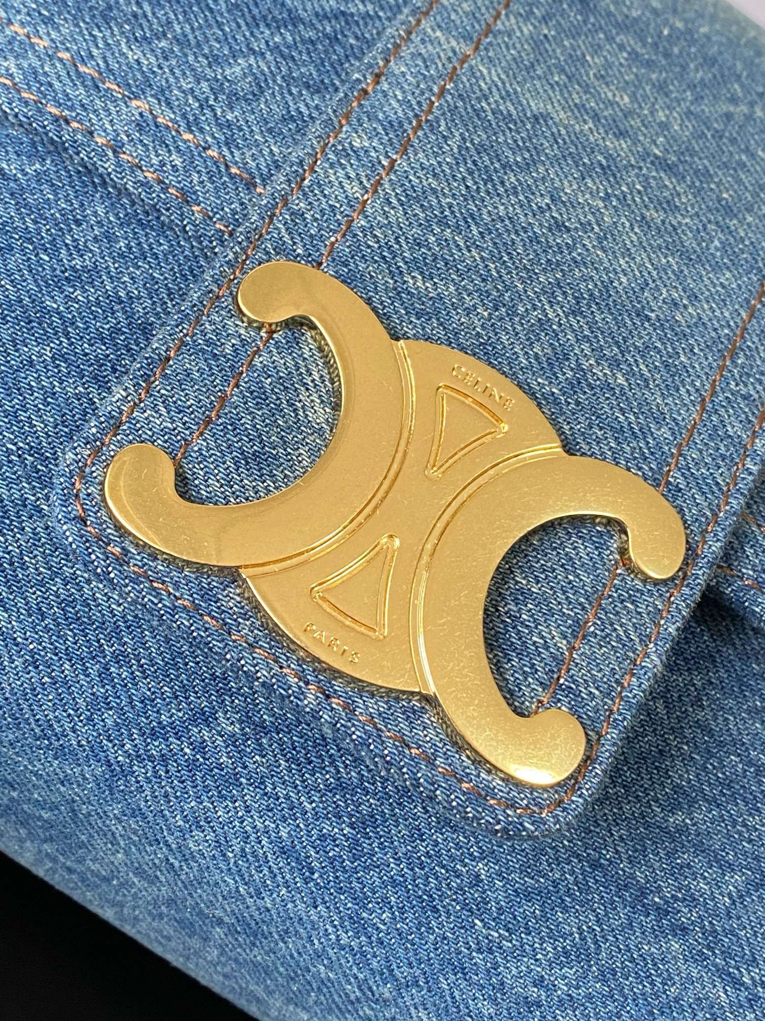 Celine TEEN CELINE VICTOIRE BAG IN Denim 116593 blue