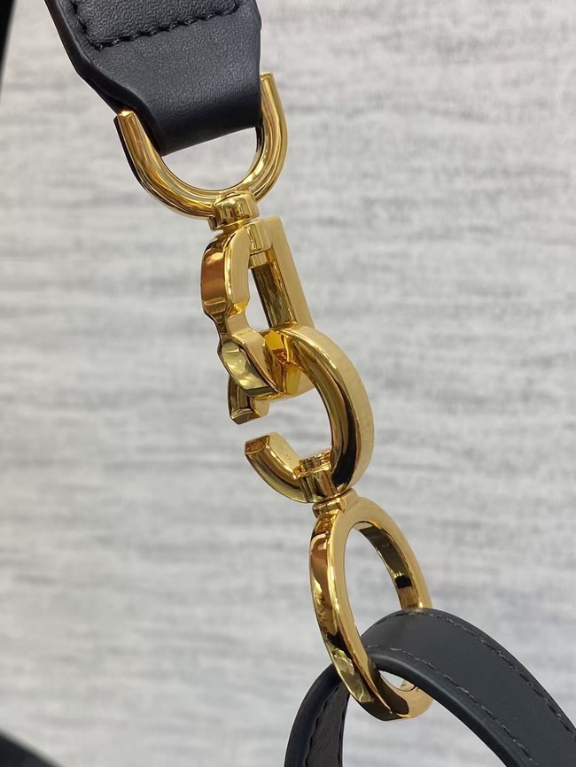 Dior Small D-Journey Bag in Crinkled Calfskin M2416UNUO Black Flat Macrocannage