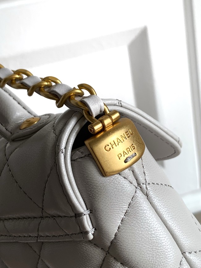 Chanel MINI FLAP BAG WITH TOP HANDLE AS5354 light gray