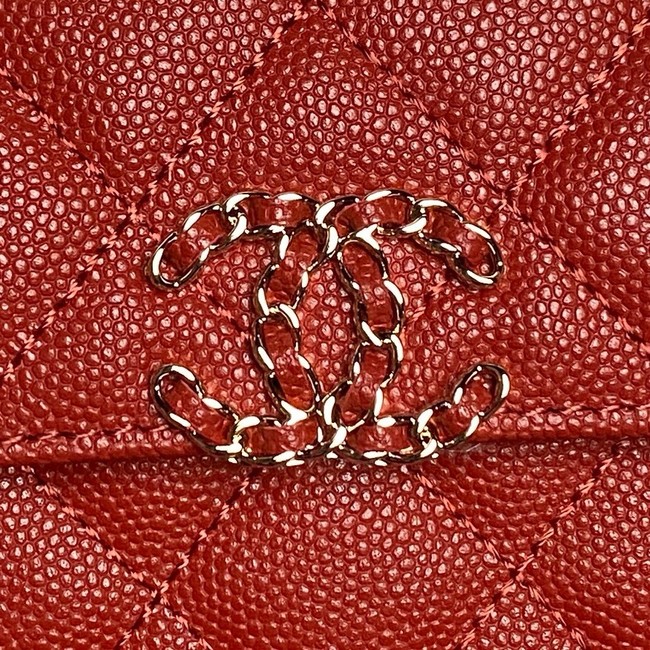 Chanel MINI FLAP BAG CLUTCH WITH CHAIN Gold-Tone Metal AP3238 red