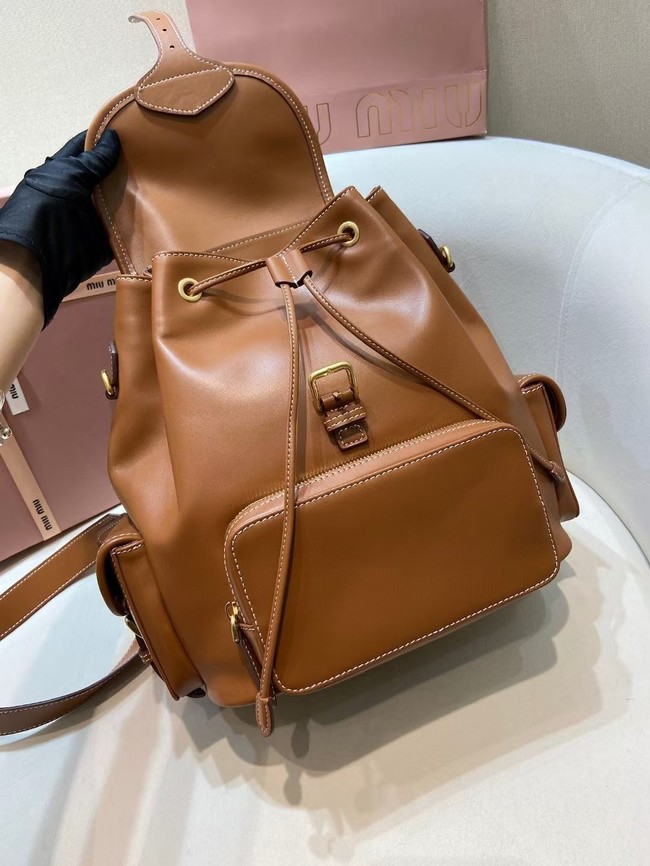 MIUMIU Cowhide backpack 5BZ042 brown