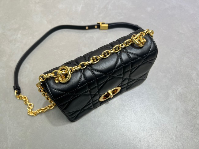 Small Soft Dior Caro Bag Macrocannage Lambskin M9252UHPA black