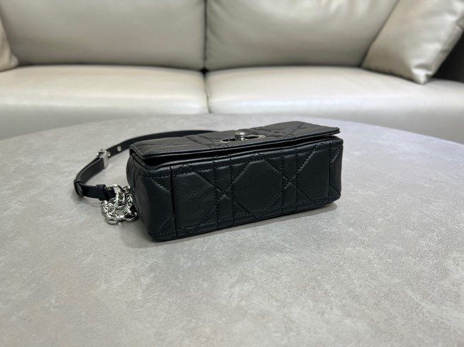 Small Soft Dior Caro Bag Macrocannage Lambskin M9252UHPA black&Black hardware