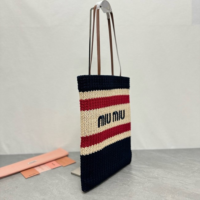 miumiu Raffia effect woven tote bag 5BG248-1