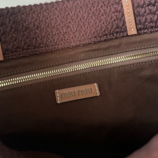 miumiu Raffia effect woven tote bag 5BG248-5