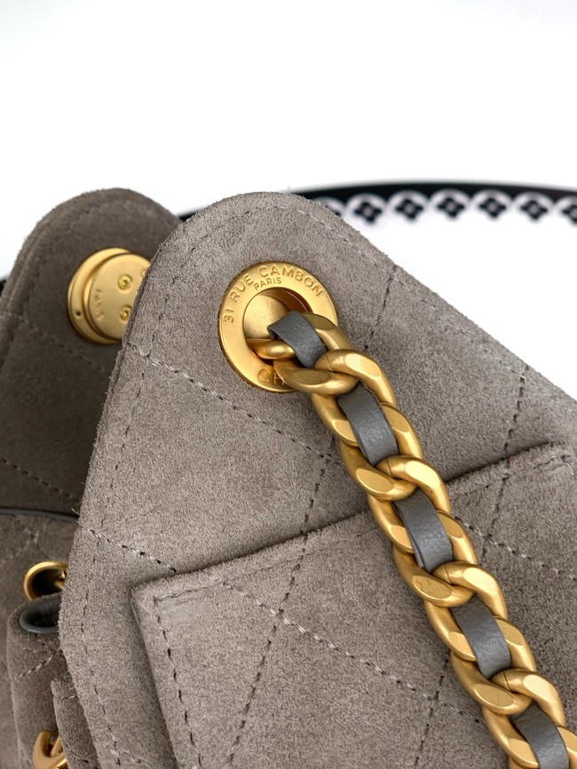 CHANEL 25 MINI HANDBAG Suede AS5631 gray