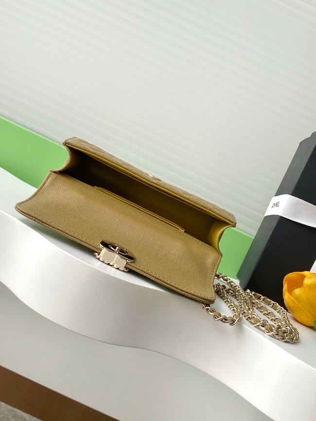 Chanel MINI FLAP BAG CLUTCH WITH CHAIN Gold-Tone Metal AP3238 Khaki