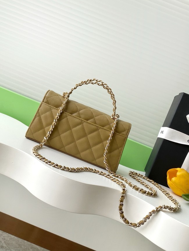 Chanel MINI FLAP BAG CLUTCH WITH CHAIN Gold-Tone Metal AP3238 Khaki