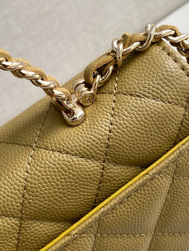 Chanel MINI FLAP BAG CLUTCH WITH CHAIN Gold-Tone Metal AP3238 Khaki