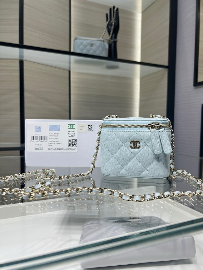 CHANEL Classic Small Vanity with Chain AP1340 blue