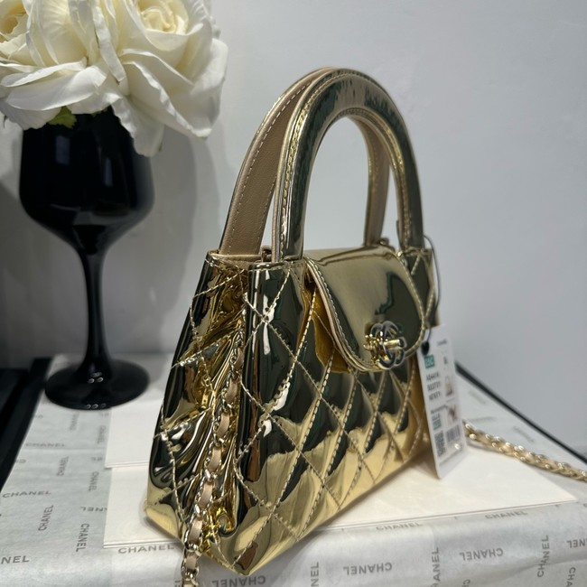Chanel MINI SHOPPING BAG Patent leather AS4416 gold