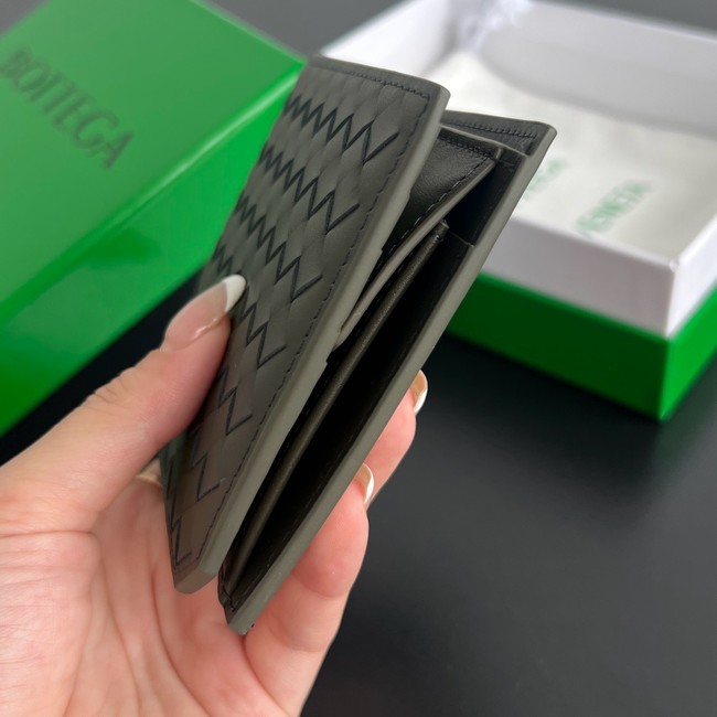 Bottega Veneta Intrecciato Bi-Fold Wallet With Coin Purse 749412 Dark green