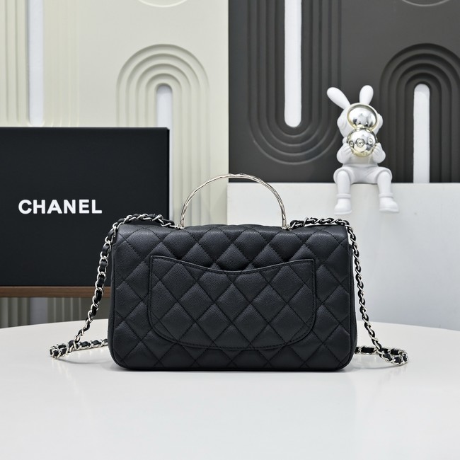 Chanel SMALL FLAP BAG CLUTCH WITH CHAIN Gold-Tone Metal AS5554 BLACK