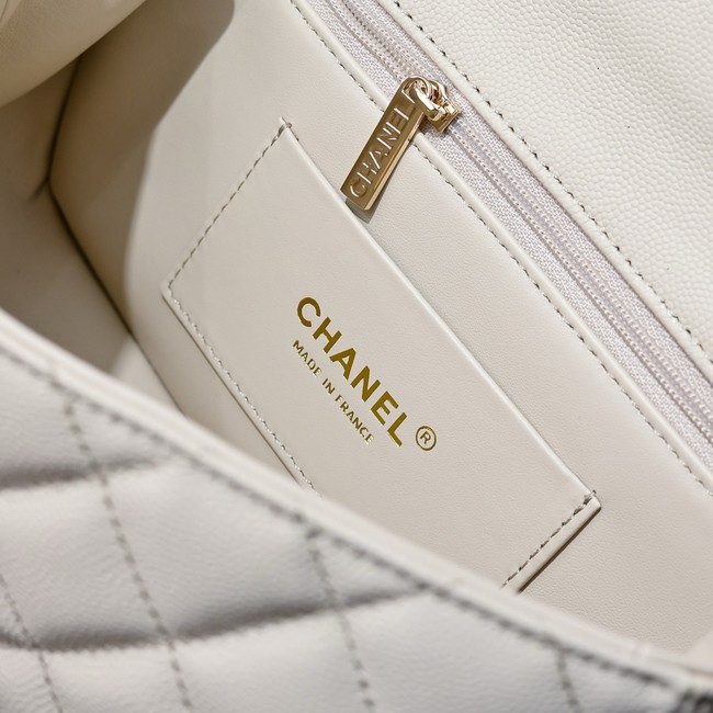 Chanel SMALL FLAP BAG CLUTCH WITH CHAIN Gold-Tone Metal AS5554 Beige