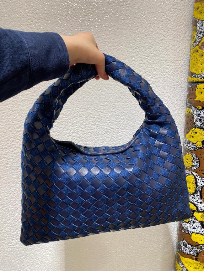 Bottega Veneta Medium Hop intrecciato suede top handle bag 763966 Abyss&indigo