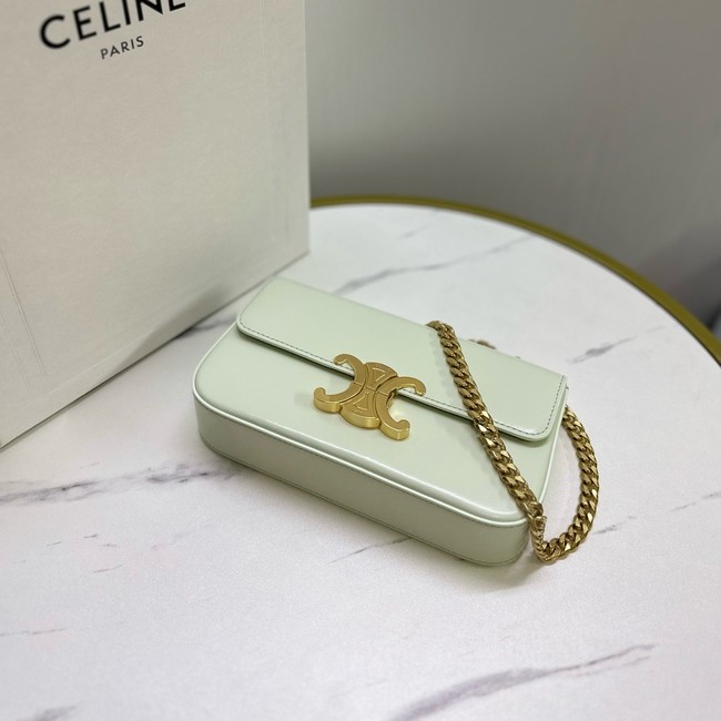 Celine CHAIN SHOULDER BAG TRIOMPHE IN SHINY CALFSKIN 197992 light green