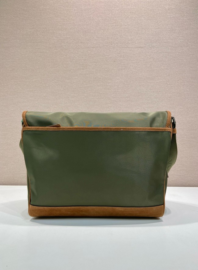 Prada Medium Re-Nylon and suede shoulder bag 2VD052A Musk Green