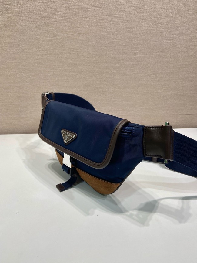 Prada Re-Nylon and suede belt bag 2VH176 blue