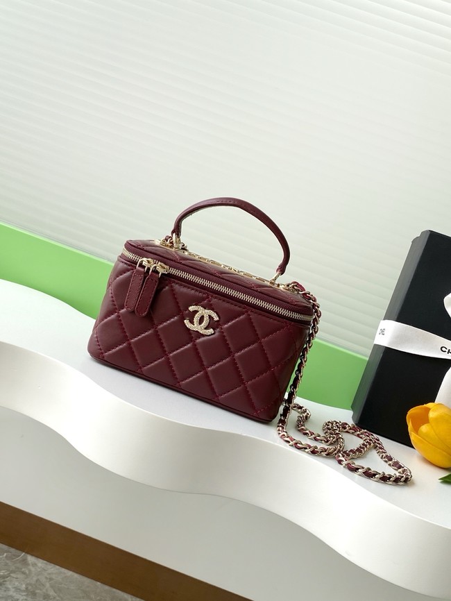 Chanel MINI FLAP BAG CLUTCH WITH CHAIN Gold-Tone Metal AP4325 burgundy