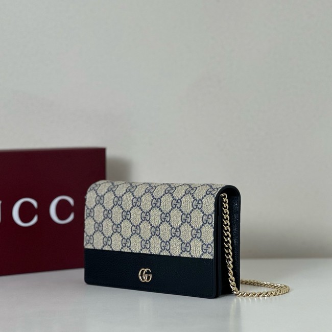 Gucci GG Marmont bi-color wallet on chain 497985 ariation beige and blue Supreme