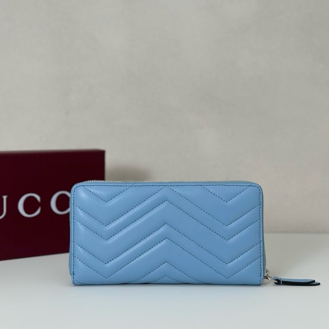 Gucci GG Marmont zip around wallet 837758 blue